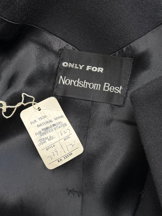 Gorgeous Late 1950's Blin & Blin Wool Cocoon Coat With Mink Trim / ML