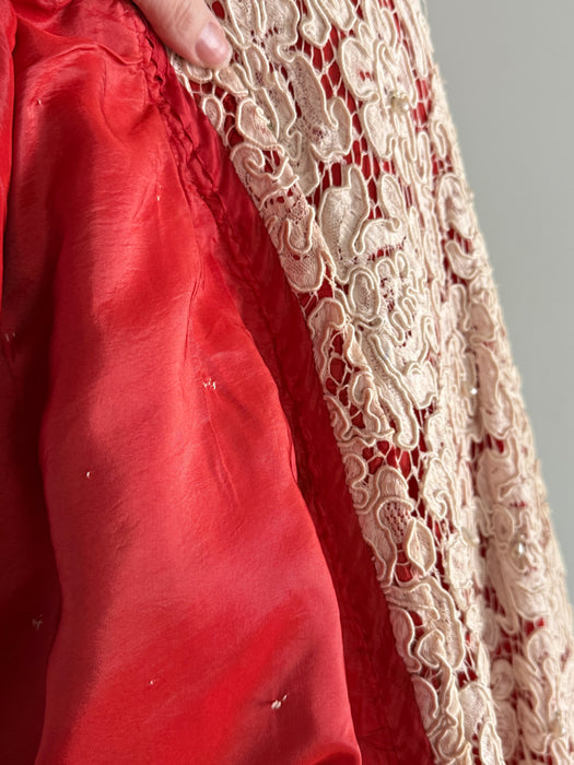 Gorgeous 1950's Maxwell Shieff Beverly Hills Lace Cocktail Dress / M