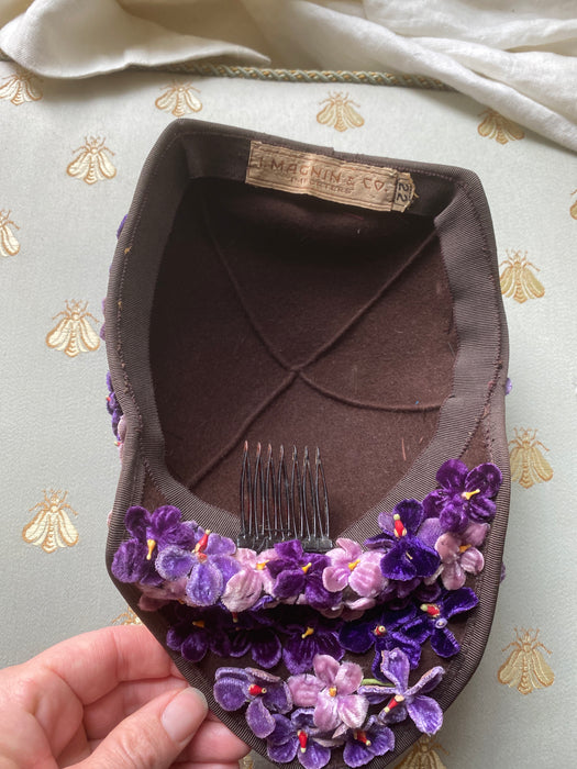 Wonderfully Whimsical 1940's Violet Floral Topper Hat