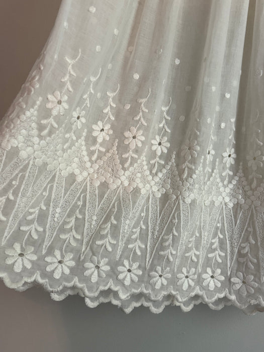 Ethereal Edwardian Embroidered Cotton Wedding Dress Three Piece Set / XS
