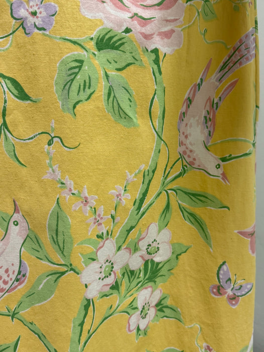 Fabulous 1980's Lemon Floral Print Cotton Chintz Kaftan / Large