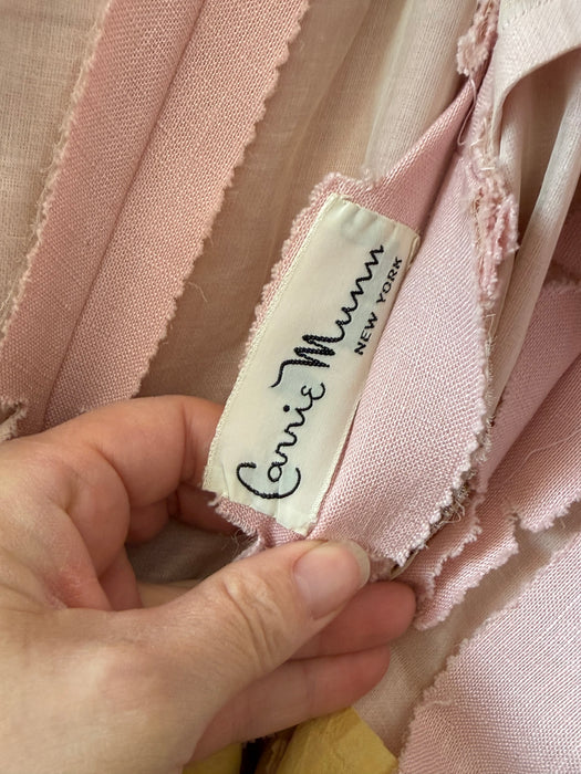 Absolutely Divine 1950's Pink Linen Party Dress By Society Designer Carrie Munn / S