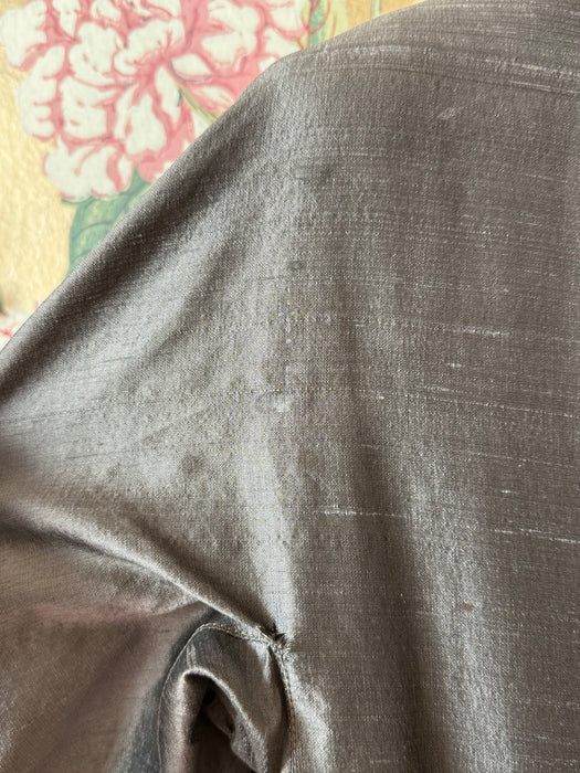 Magnificent 1950's "New Look" Silk Cocktail Dress With Chevron Pleating Attributed to Werle / S