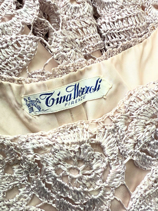 Stunning 1950's Italian Couture Oyster Grey Raffia Dress by Tina Nozzoli / SM