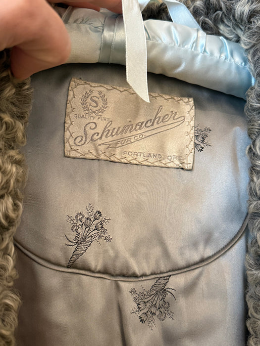 Elegant 1940's Silver Persian Lamb Swing Coat With Optional Silver Belt / SM