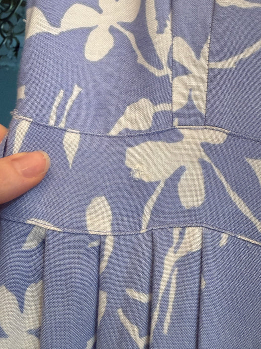 Vintage 1940's Periwinkle Floral Printed Rayon Day Dress / S