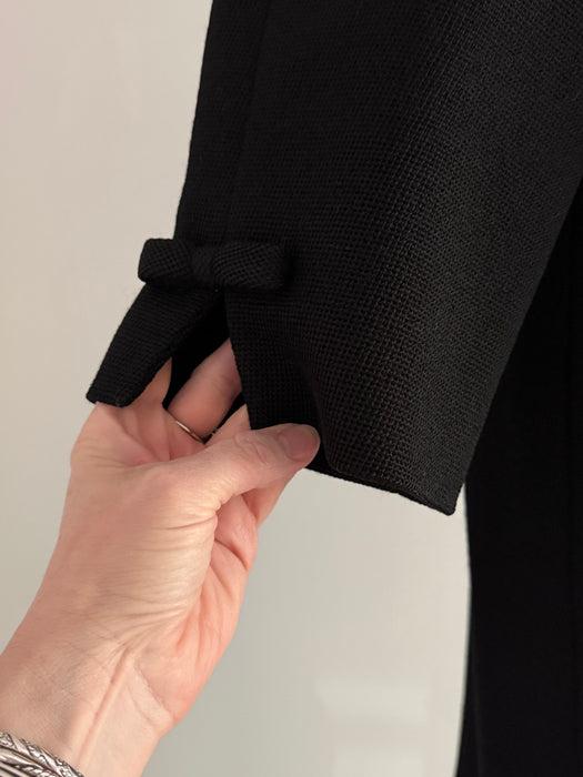 Elegant Late 1950’s Rothmoor Wool Coat with Bows and Mink Collar With Brooch / M