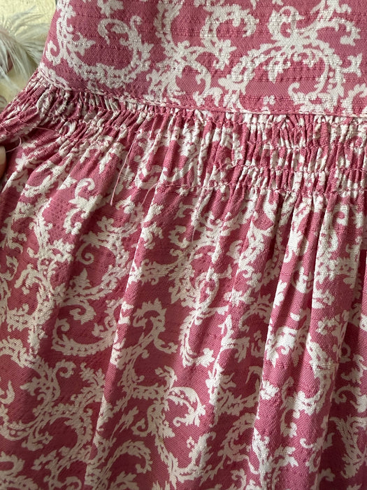 Darling 1940's Pink Rayon Print Summer Dress / Small