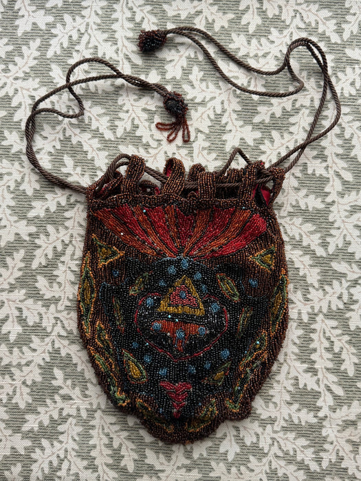 Beautiful 1920’s Hand Beaded Drawstring Hand Bag