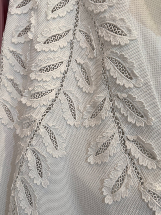 Exquisite 1950's Cotton Pique Cut Out Leaf Lace Dress by Herbert Sondheim / SM