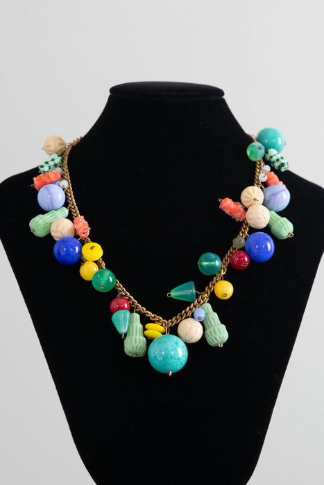 Wonderfully Whimsical Art Glass Necklace and Bracelet Set, circa late 1930s–early 1940s