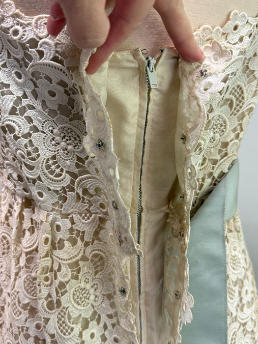 Rare Late 50's Christian Dior-New York Ivory Cotton Guipure Lace Wedding Dress with Bolero / SM