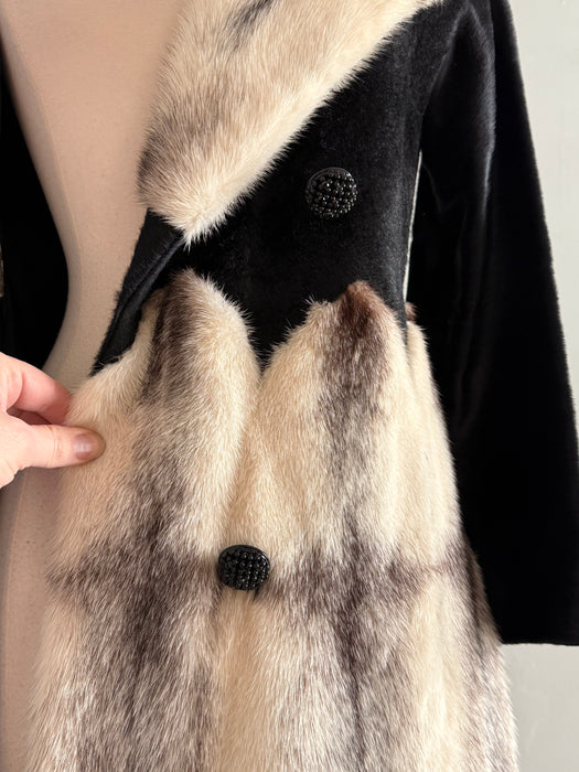 Extraordinary 1960's Rosoff Originals Mink & Sheared Fur Coat / M