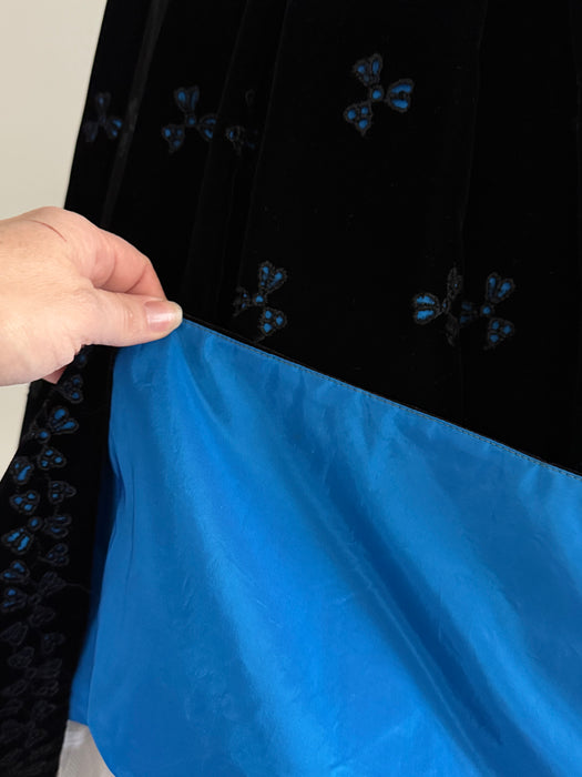 Exquisite 1950s David Hart Eyelet Velvet Cocktail Dress with Sapphire Glow / SM