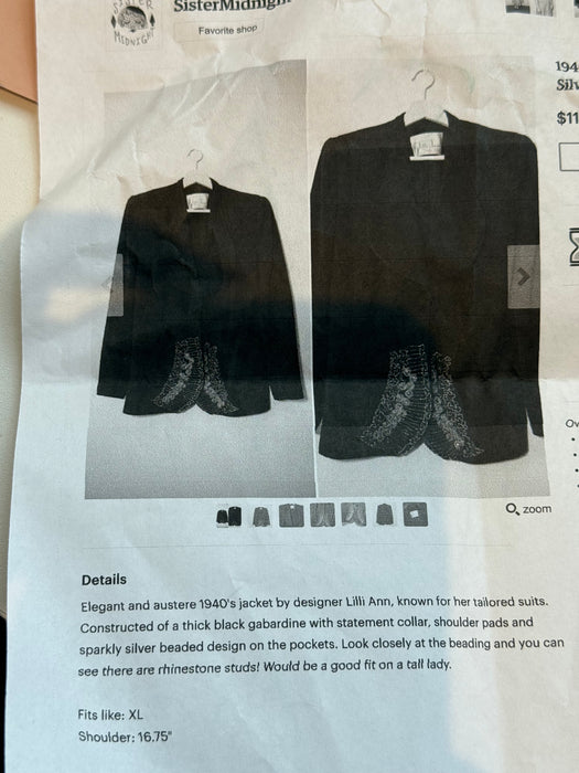 Rare 1940’s Emerald Green Gabardine Two Piece Suit Attributed to Lilli Ann / Small