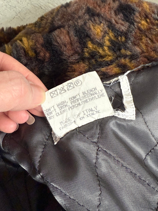 Fabulous 1980’s Faux Fur Printed coat from Italy / OS
