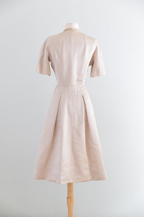Fabulous Late 1950’s Cashmere Coat and Matching Silk Dress Set / SM