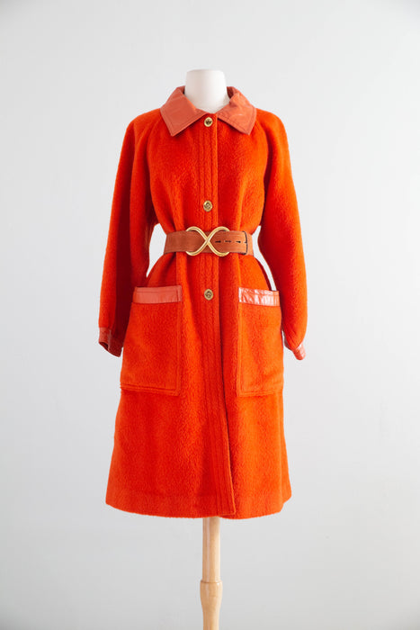Iconic 1960’s Bonnie Cashin Coat in Persimmon Wool / ML
