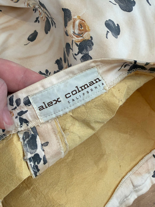 Spectacular 1950's Alex Coleman Polished Cotton Rose Print Circle Skirt / M