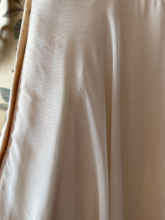 Gorgeous 1940's Martini Designed Ivory Chiffon Evening Gown With Nude Illusion Bodice / SM
