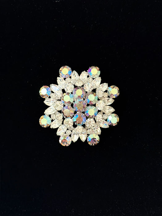 ❄️ Spectacular 1950’s Rhinestone 3” Snowflake Brooch ❄️
