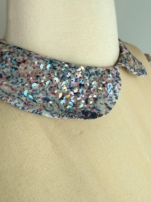 Impressionist 1950's Peggy Hunt Illusion Bodice Cotton Cocktail Dress / SM