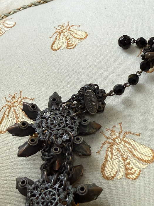 Spectacular 1950's Miriam Haskell Floral Necklace & Earring Set