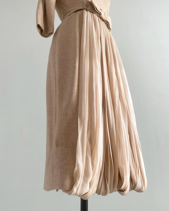 Sublime 1950's Samuel Winston Camel Cashmere Cocktail Dress / Medium