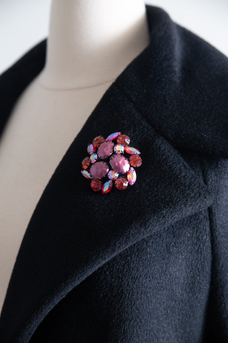Glamorous 1950’s Rhinestone Regency Style Brooch
