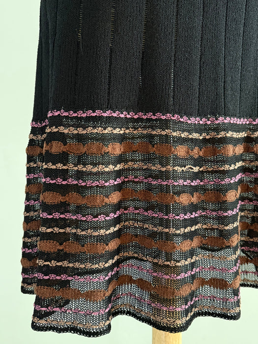 Beautiful 1970's Two Piece Autumnal Knit Set / M
