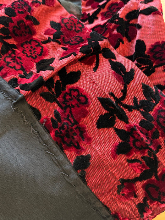 1950’s Adele Simpson Crimson Rose Silk Demi Couture Cocktail Dress / S