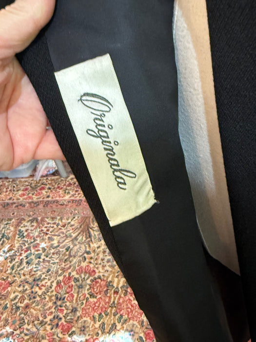 Ultra Chic 1960's Black Wool Coat By Originala / M