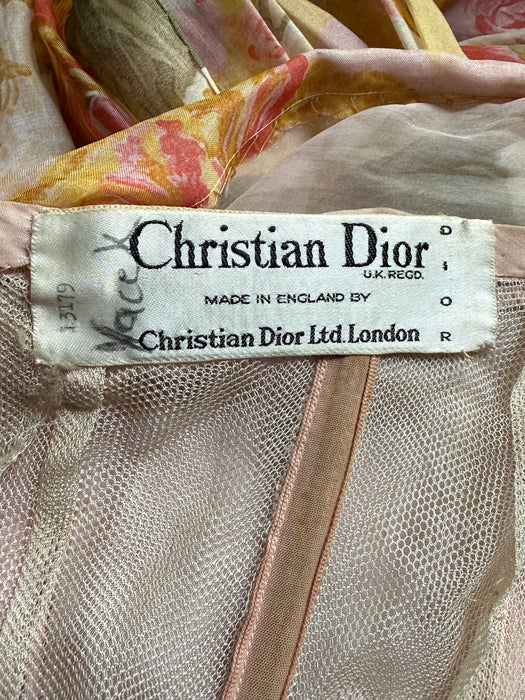 Spectacular 1950's Christian Dior Silk Floral "Nuit De Fete" Evening Gown / XS