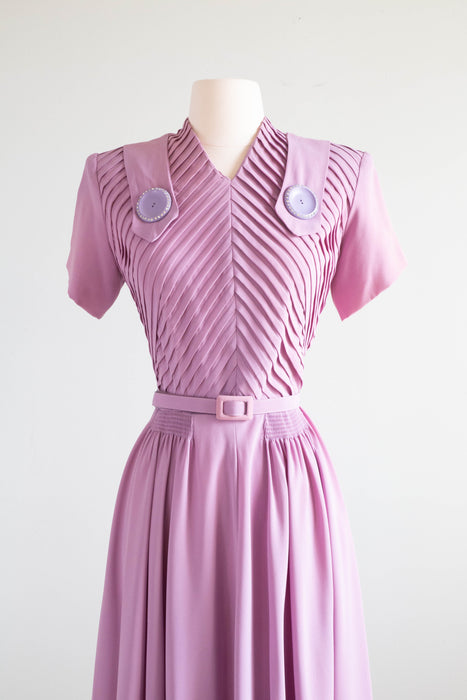 1940’s NOS Lavender Rayon Dress By Lucky Star / Medium
