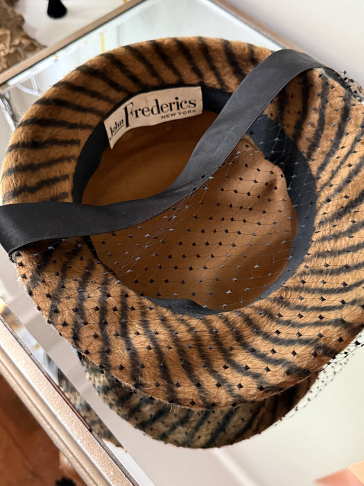 Fabulous 1950's John Frederics New York Felt Hat With Full Face Veiling