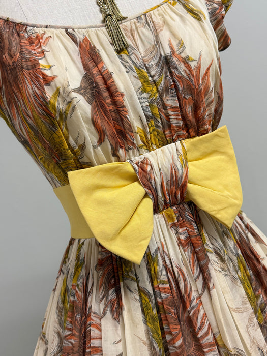 Darling 1950's Dahlia Print Cotton Party Dress From Jacqueline's / S