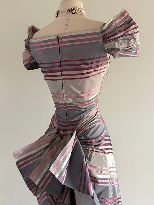 Marvelous Late 1930's Sugar Plum Taffeta Evening Gown From Bonwit Teller / XS