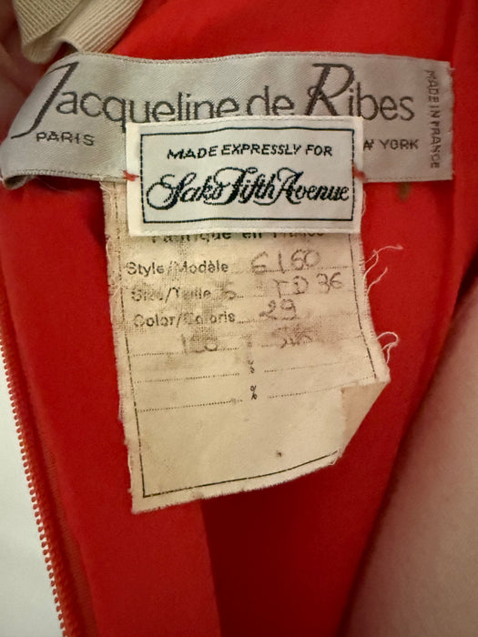 Stunning 1980’s Vermillion Silk Crepe Couture Evening Gown By Jacqueline de Ribes / S