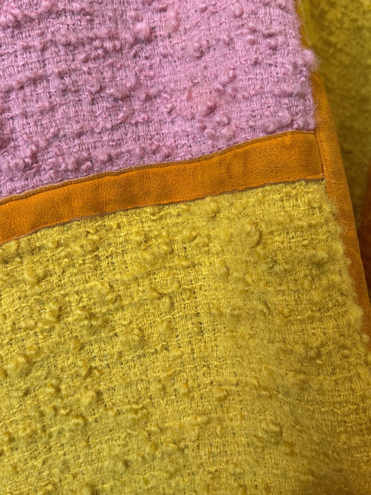 RARE 1960's Bonnie Cashin SILLS Color Block Wool & Suede Poncho / OSFM