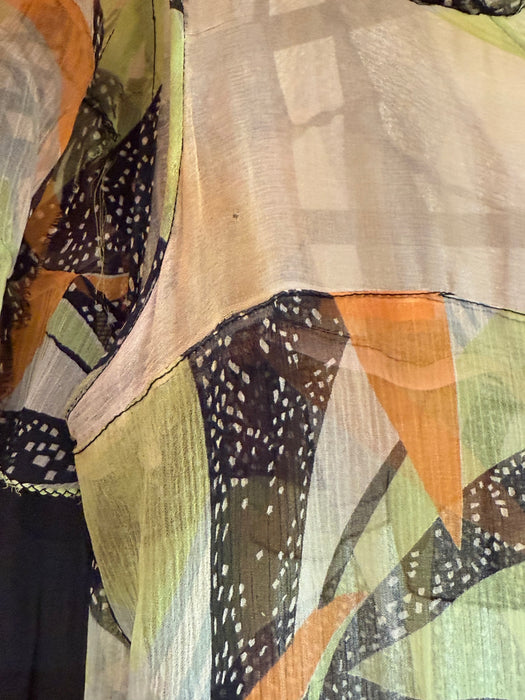 Rare Autumnal Silk Chiffon Dress From The Late 1920's / SM