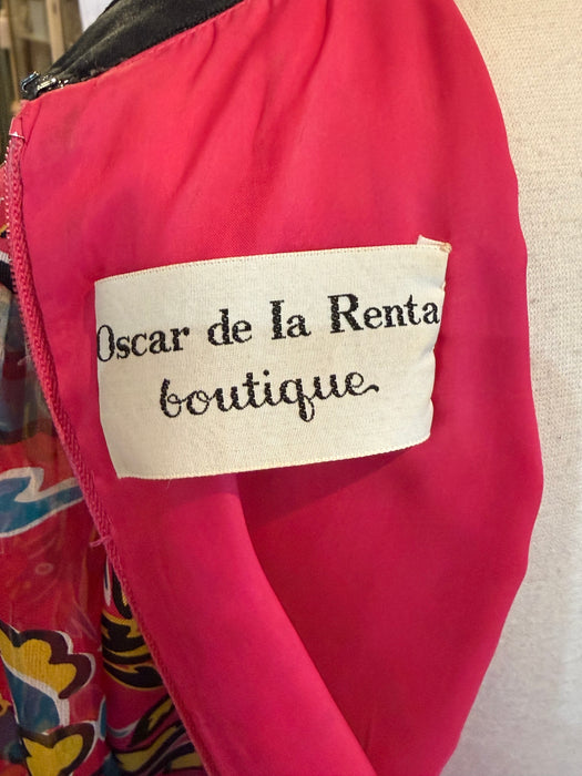 Fabulous 1960's Oscar de la Renta Asian Inspired Silk Maxi Dress / SM