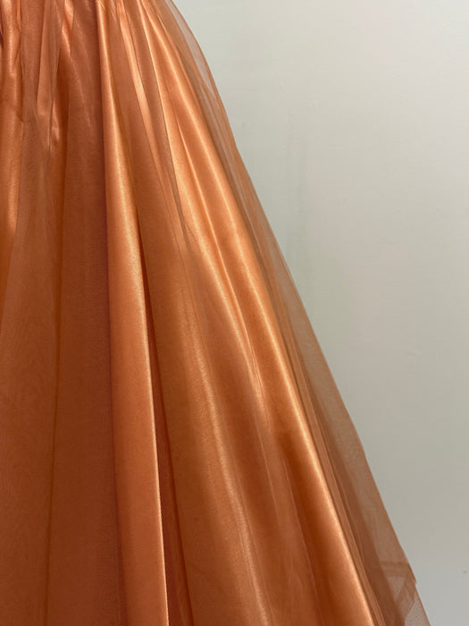 Breathtaking 1950's Couture Cocktail Halter Dress In Satin & Imported Lace / SM