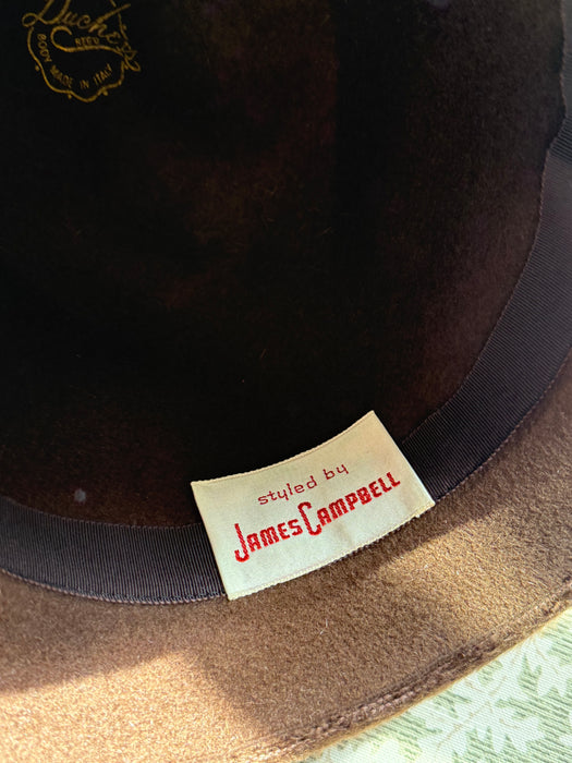 Fabulous 1960's Fur Felt Chocolate Cloche Hat With Deco Band By James Cambell