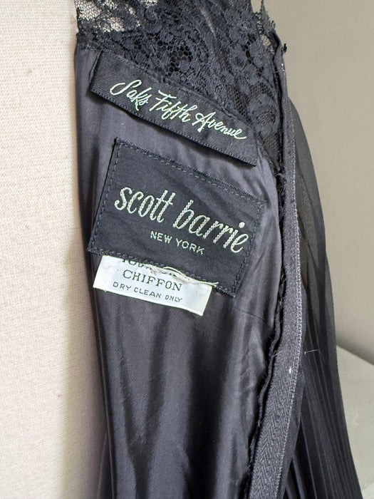 Sublime 1970's Scott Barrie Silk Chiffon Pleated Evening Dress / S