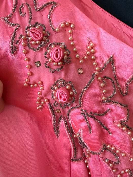 Stunning 1950's Alix of Miami Shocking Pink Silk Party Dress / SM