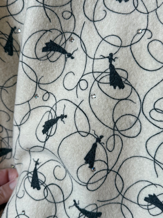 Iconic 1950's Claudia Young Cocktail Dress With Novelty Print Felt Skirt & Draped Bodice / Small