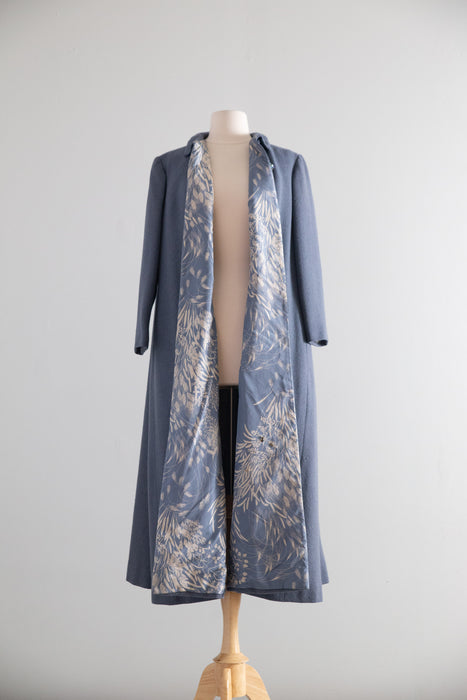 Stunning 1950's Don loper of California Silk Lined Swing Coat in French Blue / SM
