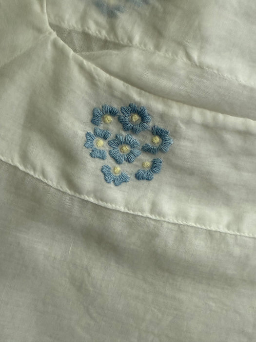 Ethereal 1920's Embroidered Cotton Lawn Two Piece Dress & Blouse / M