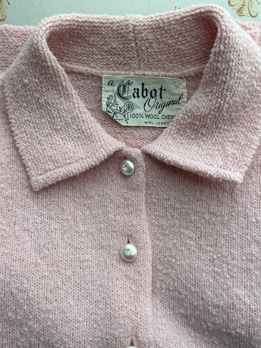 Fabulous 1950's Wool Chenille Knit Top & Skirt Set By A Cabot Original / M