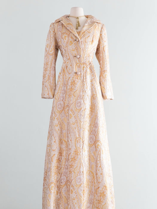 Spectacular 1960’s Arnold Scaasi Gold Brocade Evening Gown and Maxi Coat / M